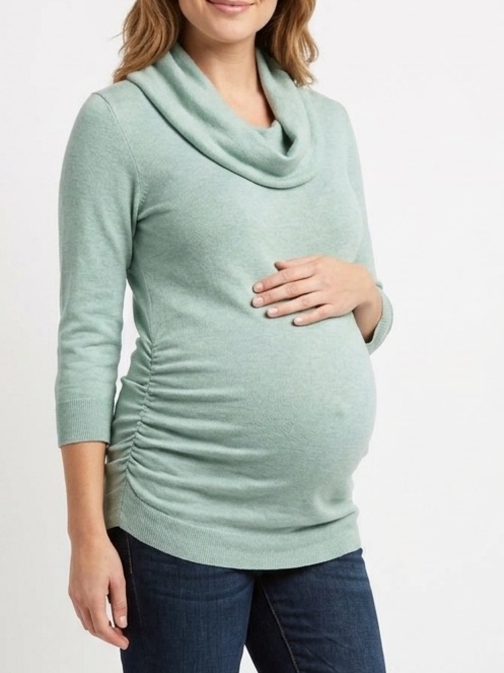 A PEA IN THE POD Sage Green Cowl Neck Maternity Sweater